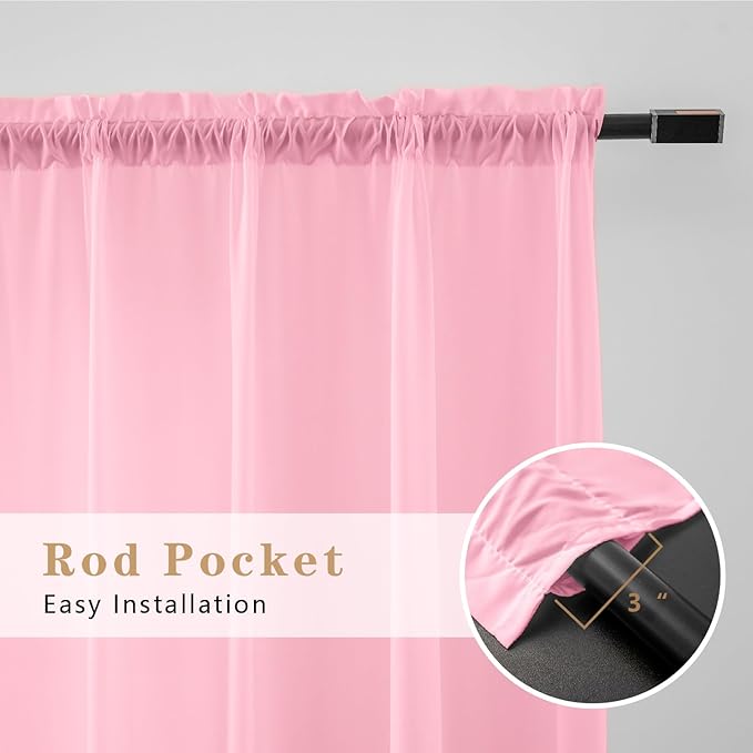 Non-See-Through Light Pink Privacy Semi Sheer Curtains That Let Light in 84 Inches Long Light Filtering Sheer Window Curtains Drapes for Living Room Bedroom 2 Panels Set Light Pink