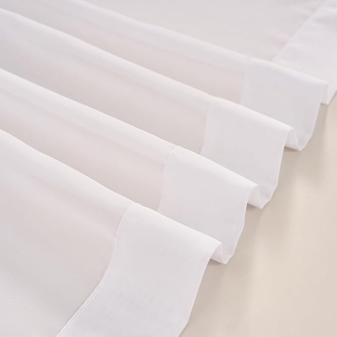 Pure White Curtains 108 Inches Long Pinch Pleated Chiffon Sheer Curtains for Bedroom Living Room 1 Panel Extra Long Light Filterring Semi-Sheer Curtain Pinch Pleat Drapes, W66 x L108