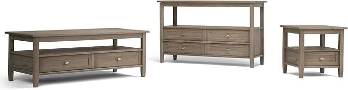 SIMPLIHOME Warm Shaker SOLID WOOD 20 inch Wide Rectangle Transitional End Side Table in Distressed Grey for the Living Room and Bedroom