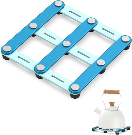 2 Pcs Expandable Trivets for Hot Pots and Pan, Modern Color-Block Kitchen Hot Pads, Small Pot Mat, Flexible & Adjustable, Stores Neatly,Heat-Resistant Stainless Steel Trivets for Kitchen