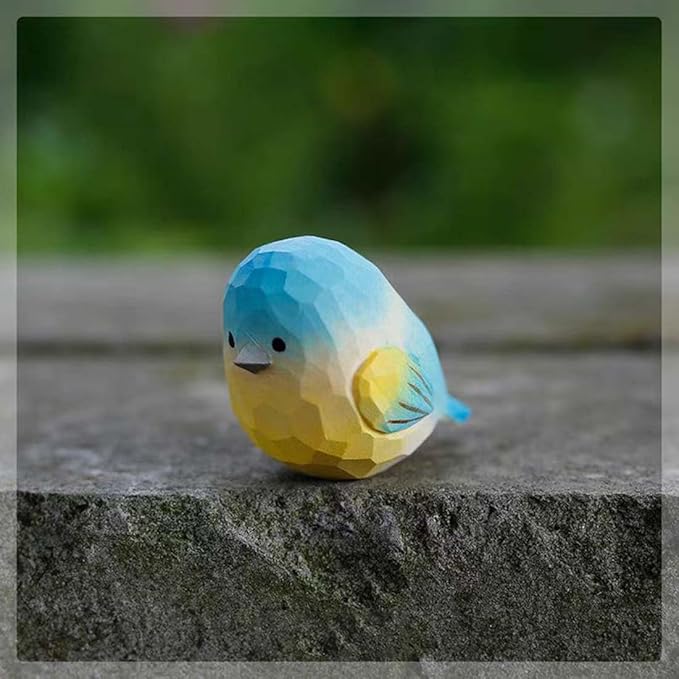 Bird Figurines Small Bird Figurines Home Decor Hand Carved Painted Wooden Statues for Home Decor, Gift for Bird Lovers,Housewarming, Birthday, Christmas (Blue)