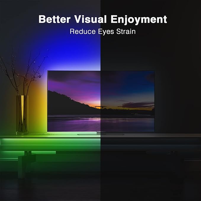 DAYBETTER LED Lights for TV, 9.8ft LED Strip Lights for TV 32-55 Inch, RGB TV LED Backlight, Music Sync Bluetooth APP and Remote Control TV Light Behind, USB Powered TV Lights, Gaming Room Decor