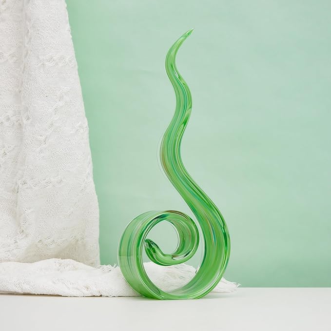 11.4" Tall Hand-Blown Glass Sculpture Murano-Style Sculpture Art Ornament Statue Figurines Home Decor Accent Piece Coastal Ocean Nautical Home Decor,Shelf,TV Stand,Tabletop Centerpieces,Wonderful Gift
