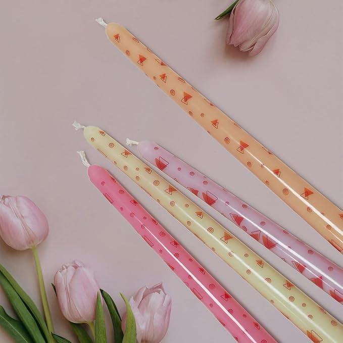 10 Inch Geometry Taper Candles 4 Pcs Unscented, Smokeless, Dripless Long Tapered Candlesticks Candles for Mother's Day Birthday Dinner Dating Wedding Party Home Decor