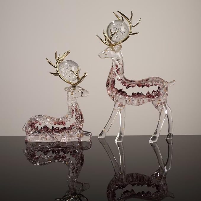 Beautiful Deer Figurines-Elegant Home Decor Accents with Exquisite Craftsmanship and Versatile Design for Living Spaces-Purple