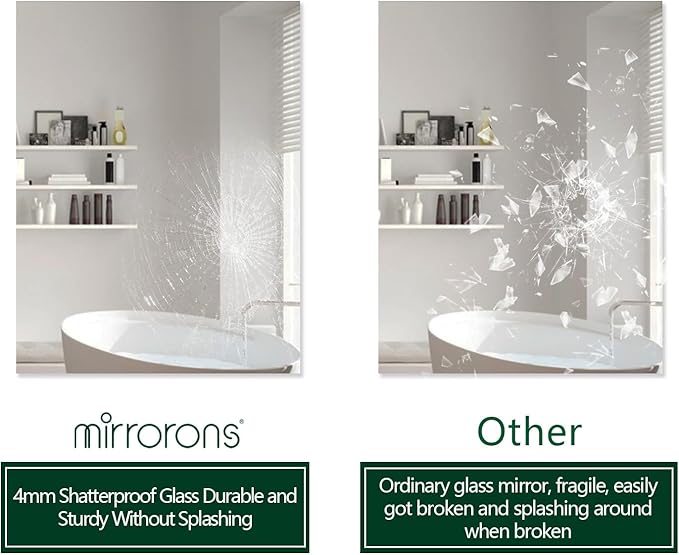 Mirrorons Frameless Wall Mirror 40" x 32", Modern Rectangle Bathroom Mirrors for Wall with Polished Edge, Horizontally or Vertically. Upgraded Shatterproof Mirror, Entryways, Bathroom, Gym.
