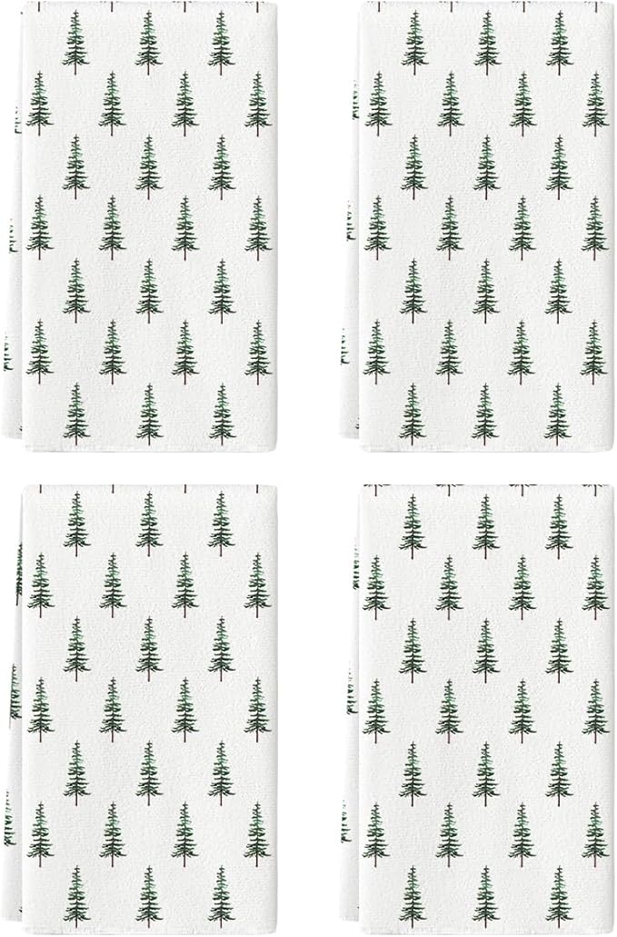 Artoid Mode Green Xmas Tree Christmas Kitchen Towels Dish Towels, 18x26 Inch Farmhouse Holiday Winter Decoration Cleaning Set of 4