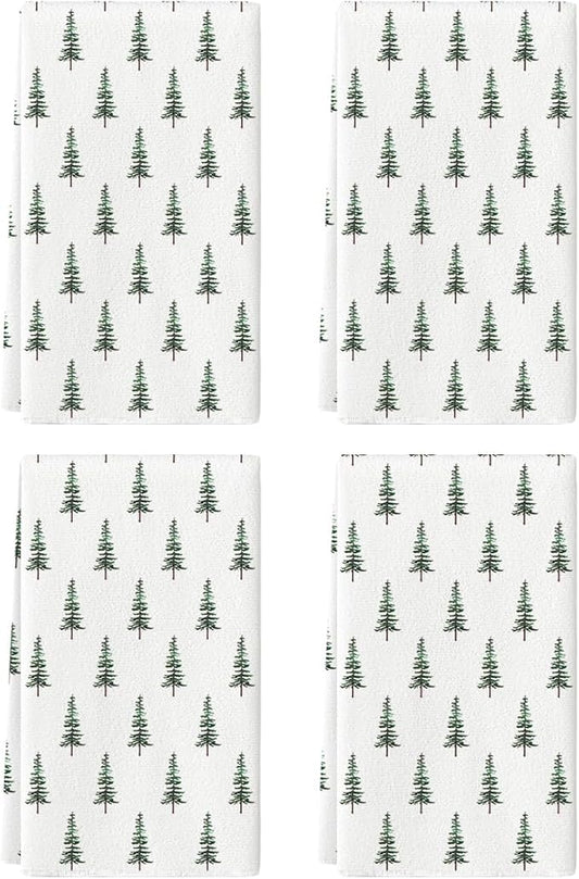 Artoid Mode Green Xmas Tree Christmas Kitchen Towels Dish Towels, 18x26 Inch Farmhouse Holiday Winter Decoration Cleaning Set of 4