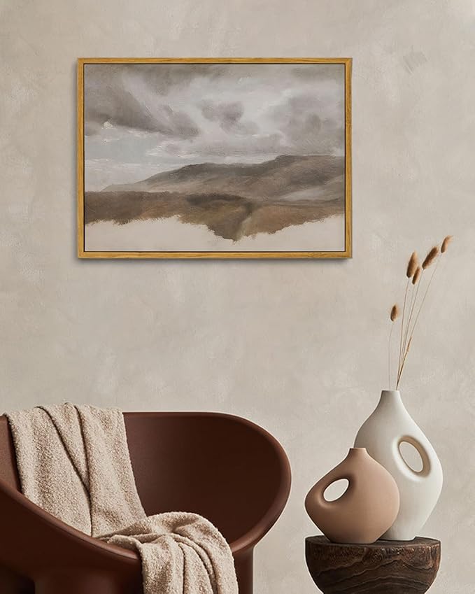 KISSFOX Framed Vintage Landscape Wall Art Natural Scenery Canvas Prints Colorful Painting Artwork Rustic Farmhouse Pictures Decor Living Room Office Bedroom Bathroom Kitchen