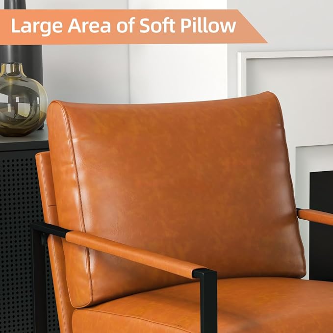 INZOY Accent Arm Chair with Metal Frame Set of 6, Comfy Living Room Chair with Plump Backrest and Cushion, Mid Century Modern Chair with Sturdy Structure, Easy to Clean, Brown