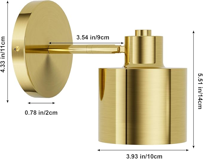 Tipace Gold LED Wall Mounted Lights 2 Pcs with Remote,Wall Sconces Lamp Battery Operated,3 Color Temperatures & Dimmable 360° Rotation Cordless Light for Bedroom Bedside Farmhouse Gallery