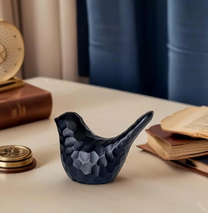 Carved Black Bird Figurines Living Room Office Shelf Home Decor Accents,Bird Gifts for Bird Lovers Women,Knick Knacks for Shelves Bookshelf