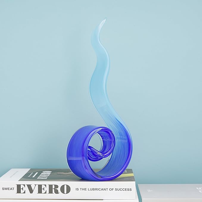 11.4" Tall Hand-Blown Glass Sculpture Murano-Style Sculpture Art Ornament Statue Figurines Home Decor Accent Piece Coastal Ocean Nautical Home Decor,Shelf,TV Stand,Tabletop Centerpieces,Wonderful Gift
