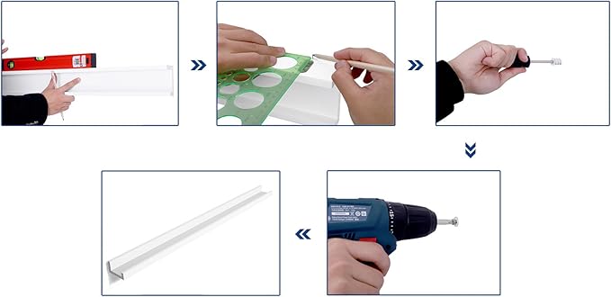 SONGMICS Floating Shelf, Wall Shelf Ledge 3.9 x 43.3 Inches with Front Edge, for Picture Frames, Books, Spice Jars, Living Room, Bathroom, Kitchen, Easy Assembly, White ULWS46WT