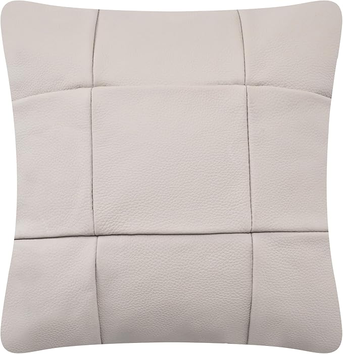 Kidol & Shellder Genuine Leather Throw Pillow Cover 18x18 Modern Solid Lumbar Pillow Covers-Luxury Pillowcases for Couch Sofa Bed-Soft Durable Decorative Cushion Case with Hidden Zipper(Apricot)