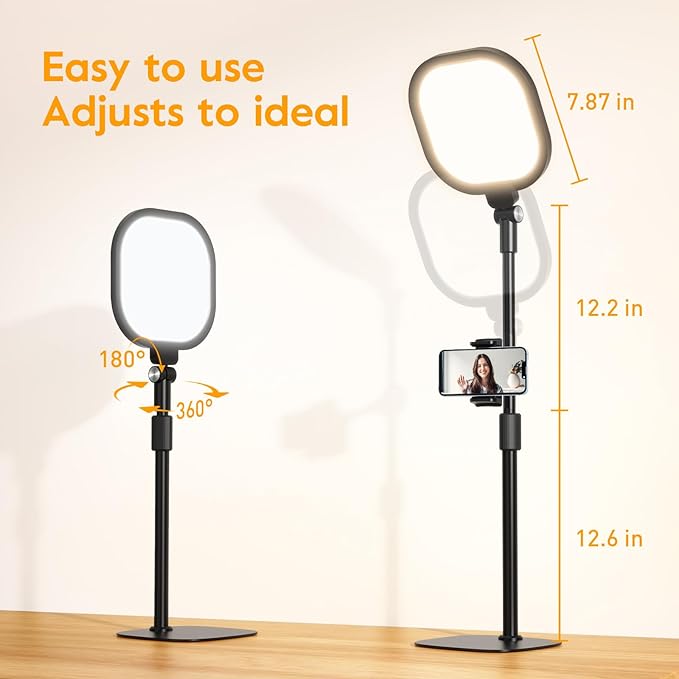 Video Conference Lighting for Zoom Meeting, Ring Light for Desk with Flexible Stand, 30 Light Modes Desk Lamps for Home Office, Desk Light & Memory Function for Zoom Lighting, Video Streaming, Drawing