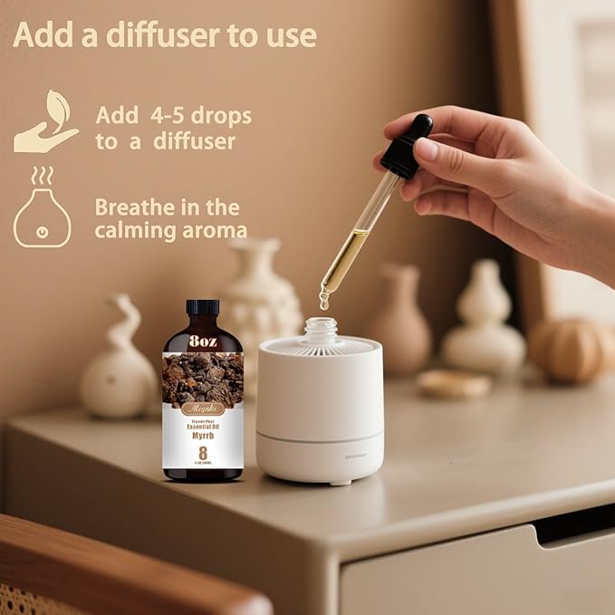 Myrrh Fragrance Oil-Myrrh Essential Oil 8.33oz (250ml)-100% Pure Natural Scent for Diffusers, Candles, Soap Making & Aromatherapy-Relaxing Home & Gift Essential Oil for Bath, Massage