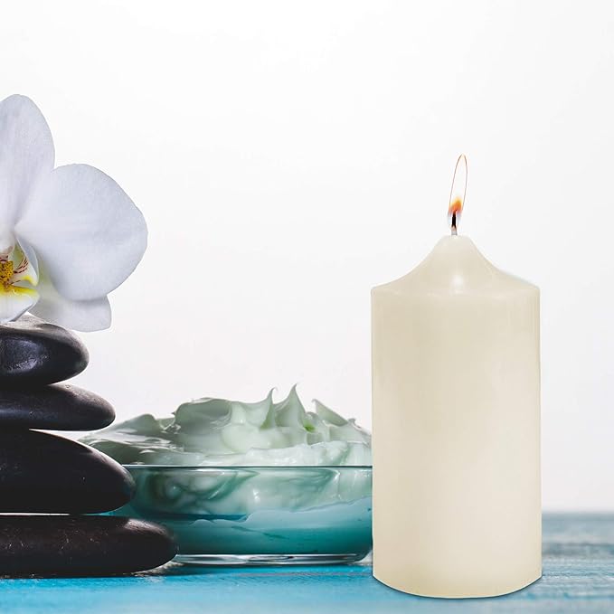 Super Z Outlet Unscented Pillar Candles for Weddings, Home Decoration, Relaxation, Spa, Smokeless Cotton Wick (1, Ivory, 3"x6")