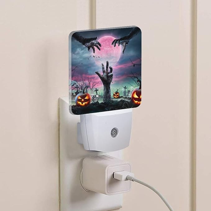 2 Pack Halloween Zombie Night Light Plug-in LED Nightlights Auto Sensor Night Lamp Dusk-to-Dawn Lamp Home Decor for Children,Elderly People Bedroom