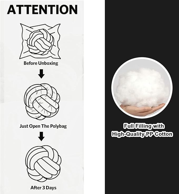 Petrella Knot Pillow Throw Pillows Ball Round Cute Throw Pillows Home Decor Cushion Decorative Aesthetic Spandex,Black 11inch