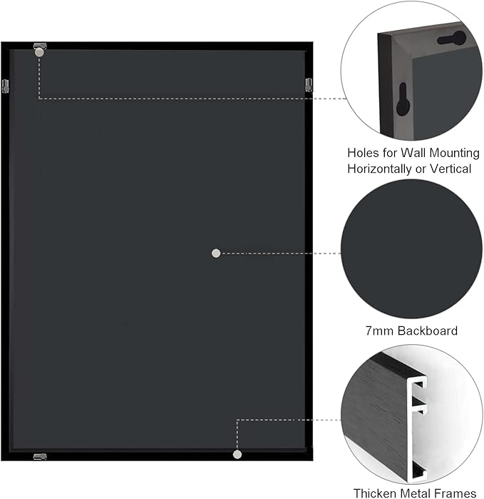 Bathroom Mirror 30x40 Inch, Black Frame Mirror 30"x40", Rectangle Wall Mounted Mirror, Metal Framed Vanity Mirror for Wall 30 by 40, Modern Mirror Hangs Horizontal Or Vertical
