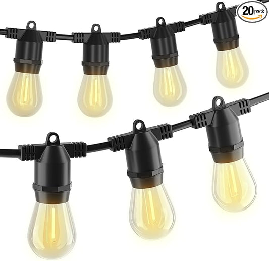 27FT LED Outdoor String Lights, IP65 Waterproof, S14 Shatterproof Outside String Lights (Maximum 918FT) Edison Vintage Bulbs Patio, Balcony, Deck, Garden Lights