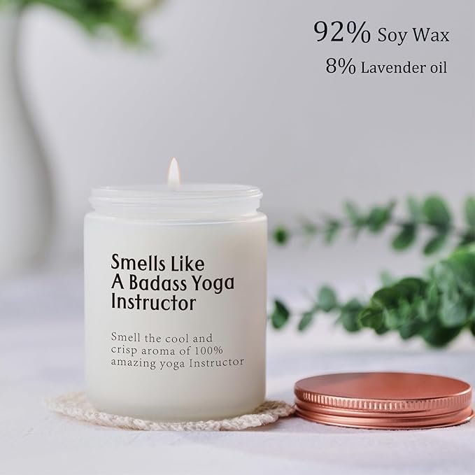 Funny Yoga Instructor Gift Badass Yoga Teacher Lover Gifts for Women Candle Unique for Wellness Coach Lavender Scented