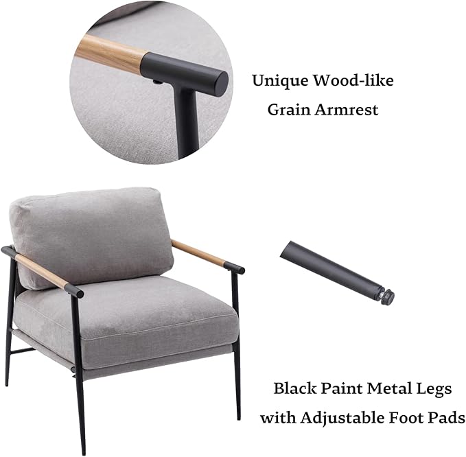 LukeAlon Mid Century Chenille Accent Chairs Set of 2, Ultra Soft Living Room Chairs with Metal Legs Modern Armchairs Upholstered Lounge Leisure Chairs for Bedroom Reception Area, Grey