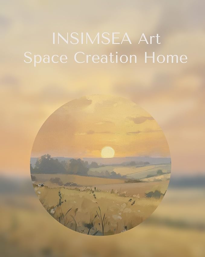 InSimSea Framed Wall Art Landscape Fall Print Shelf Decor Classic Vintage Meadow Wildflower Autumn Wall Picture Canvas Farmhouse Artwork for Bathroom Bedroom Decor Aesthetic 12L x 10W
