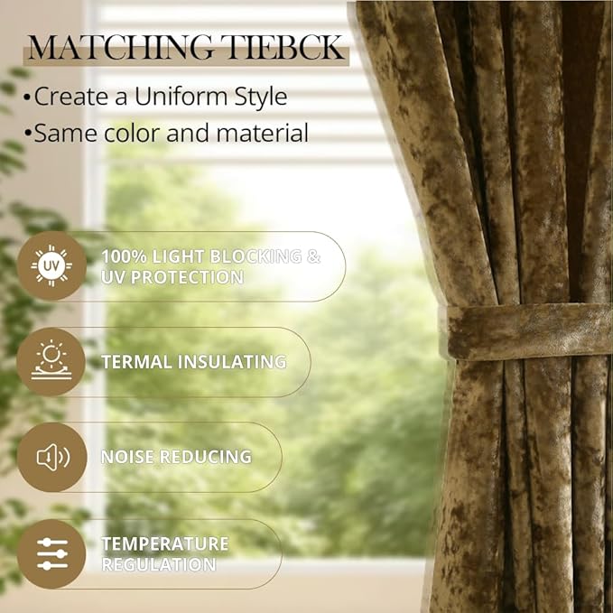 Blackout Curtains Soft Luxury Velvet Curtains for Bedroom Nursery Patio Doors Rod Pocket Back Tab Drapes 2 Panels Curtains for Living Room,52 by 84Inch, Brown