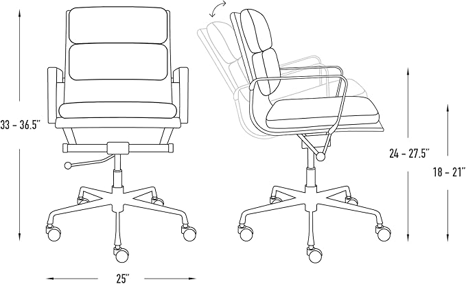 Laura Davidson Furniture SOHO II Padded Management Office Chair - Mid Back Desk Chair with Arm Rest, Swivel & Cushion Availability, Made of Faux Leather, Sage Green with Black Frame, Computer Chair
