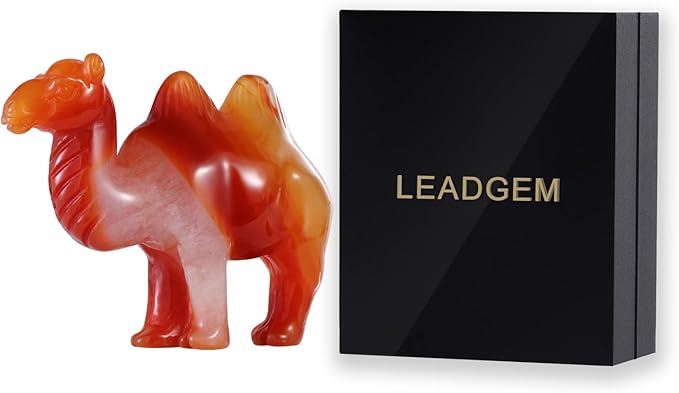 2.5" Crystal Camel Statue Red Carnelian Animal Carvings Collective Camel Sculpture Healing Stone Paperweight Home Gifts Decor