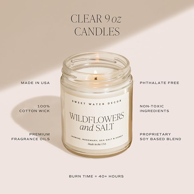 Sweet Water Decor Island Air Soy Candle - Tropical Fruit, Mountain Air, and Orange Scented Summer Candles for Home - 9oz Clear Jar and Gold Lid, 40+ Hour Burn Time, Made in The USA