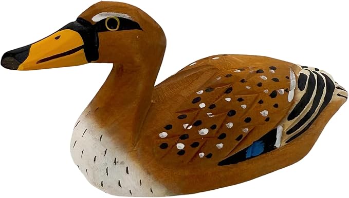 Mallard Duck Decor Wooden Animal Figurines Little Ducks Funny Desk Accessories Small Duck Statues Handmade Carving Decoys Ornament for Home Room Decor