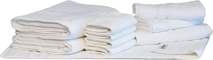 Mosobam Luxury Turkish 10pc Deluxe Bath Bundle Body Hand Face Towel and Mat White 700 GSM & 1000 GSM Bamboo Viscose & Aegean Turkish Combed Cotton