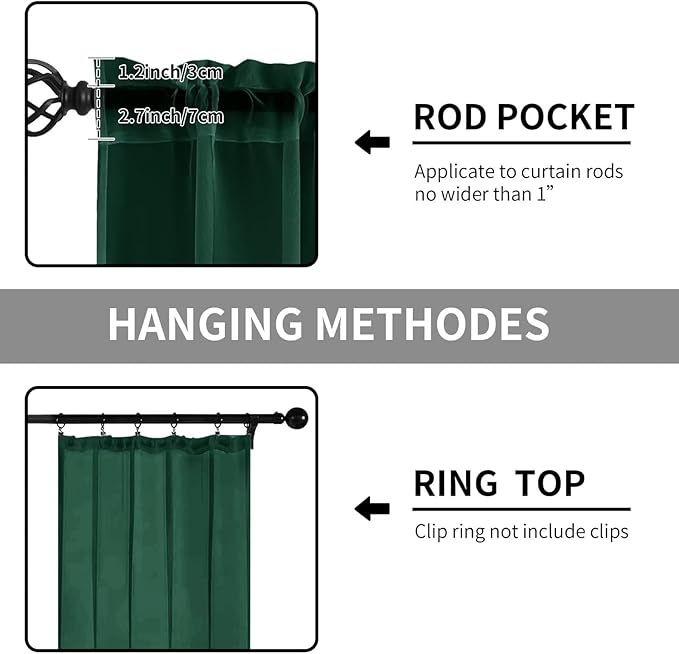 Sheer Curtains 54 Inches Long 2 Panels, Rod Pocket Short Curtain for Kitchen, Bedroom, Cafe Window(Foliage Green 38" W x 54" L)