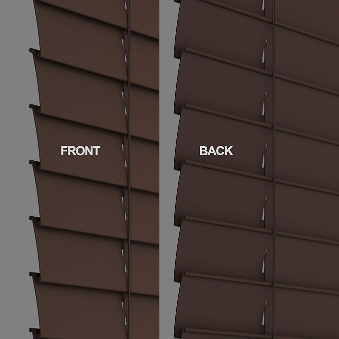 2 Inch Cordless Room Darkening Faux Wood Blind - 18" W x 48" L - Walnut, Over 1,000 Custom Sizes Starting at 18.97, Inside or Outside Mount, Venetian Shades for Interior Windows by Lumino