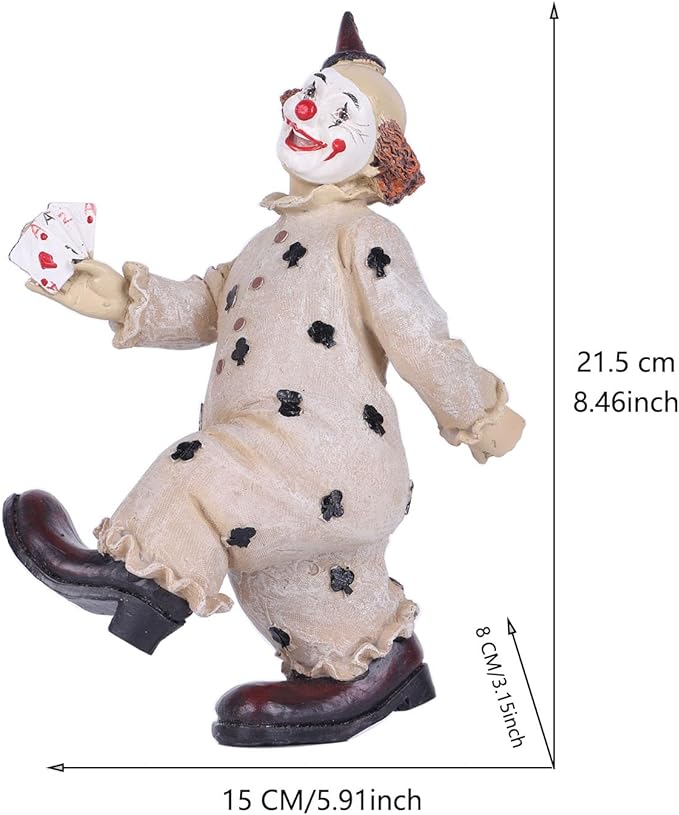 orenm Creative Clown Circus Statues,Interesting Home Decor Resin Sculpture,Handmade Crafts Collectible Art Figures Decor Ornament,Christmas,Parties and Events Desktop Decor (Poker)