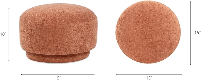 15" Small Foot Stool Ottoman Cute Foot Rest Round Mushroom Ottomans Modern Boucle Footstool Shoe Stool for Couch for Living Room Bedroom Entrance Orange