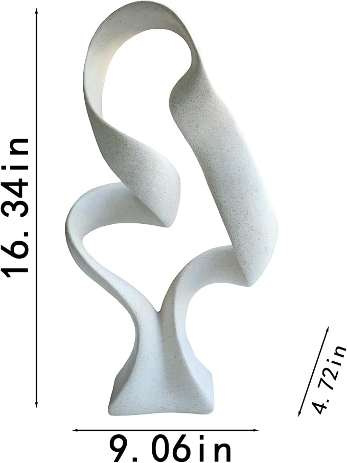 15" Modern Abstract Ribbon Decorative Sculpture, Knot Sculptures,Home Decor,Coffee Table Statues,Dining Living Room Desk Decor(Milky White)