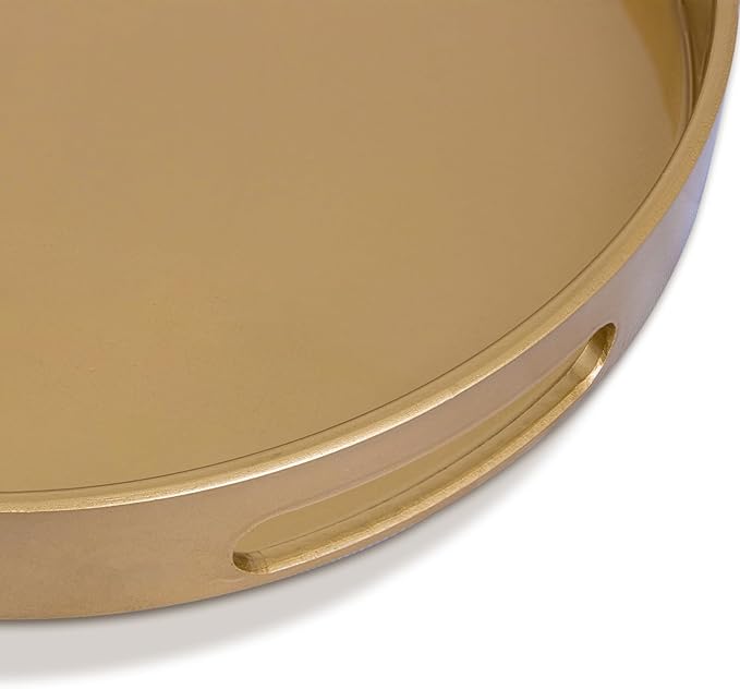 MAONAME Gold Decorative Tray, Oval Serving Tray with Handles, Plastic Trays for Coffee Table, Ottoman Trays for Living Room, Bathroom, 15.6" X 10.6" X 1.4"