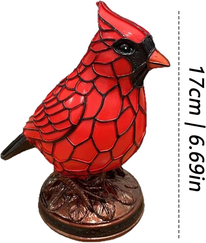 Sheremart Cardinal Lamp, Fanyil Cardinal Lamp, Resin Cardinalis Night Light, Red Bird Desktop Ornament, Christmas Art Decor Light, for Bedside Livingroom Bedroom Home Decoration (1*PCS)