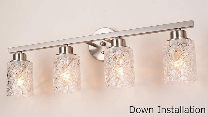 ALICE HOUSE 28.7" Vanity Lights, 4 Light Wall Lighting, Brushed Nickel Bathroom Lights Over Mirror, Bathroom Lighting, ETL Listed, AL9082-W4