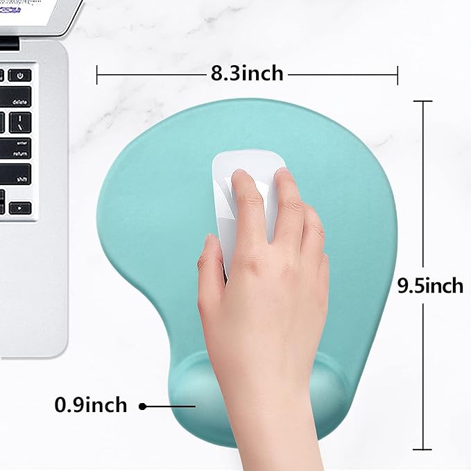 Hsurbtra Ergonomic Mouse Pad with Wrist Rest Support, Gel Mouse Pads with Non-Slip PU Base, Pain Relief Memory Foam Computer Mat, Cute Office Supplies Desk Decro Accessories, Malachite Green