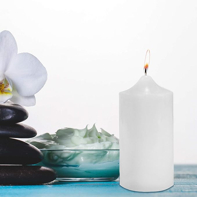 Super Z Outlet Unscented Pillar Candles for Weddings, Home Decoration, Relaxation, Spa, Smokeless Cotton Wick (1, White, 3"x6")