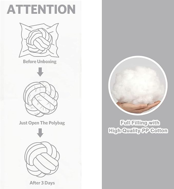 Petrella Knot Pillow Throw Pillows Ball Round Cute Throw Pillows Home Decor Cushion Decorative Aesthetic Spandex,Light Gray 8inch