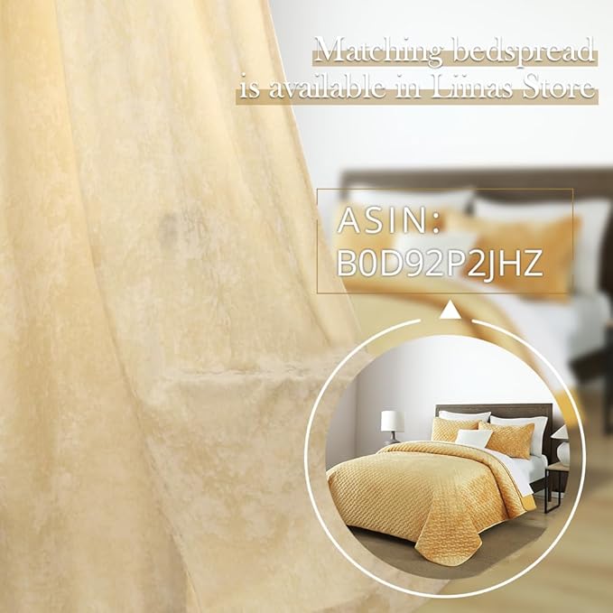 Velvet Blackout Curtains Soft Luxury 2 Panels Curtains for Bedroom Nursery Patio Doors Rod Pocket Back Tab Drapes Curtains for Living Room,52 by 108 Inch, Beige