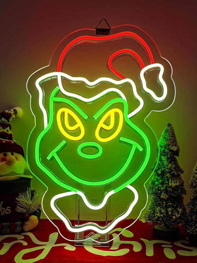 Christmas Neon Sign Cartoon Christmas Neon Light Sign immable LED Signs for Wall Light Up Signs for Home Party Neon Wall Light Decor Xmas Gift