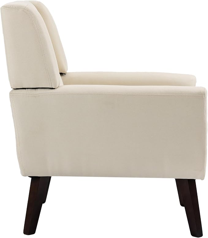 UIXE Accent Chairs Set of 2, Modern Upholstered Arm Chair Mid-Century Club Armchair Comfy Single Lounge Sofa, Button Tufted Living Room Reading Seat Bedroom Side Sitting, White