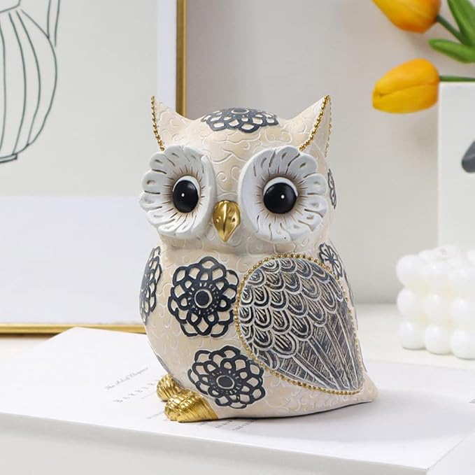 Oinas Cute White Owl Statue & Figurines for Home Decor - Adorable Gifts for Owl Lovers